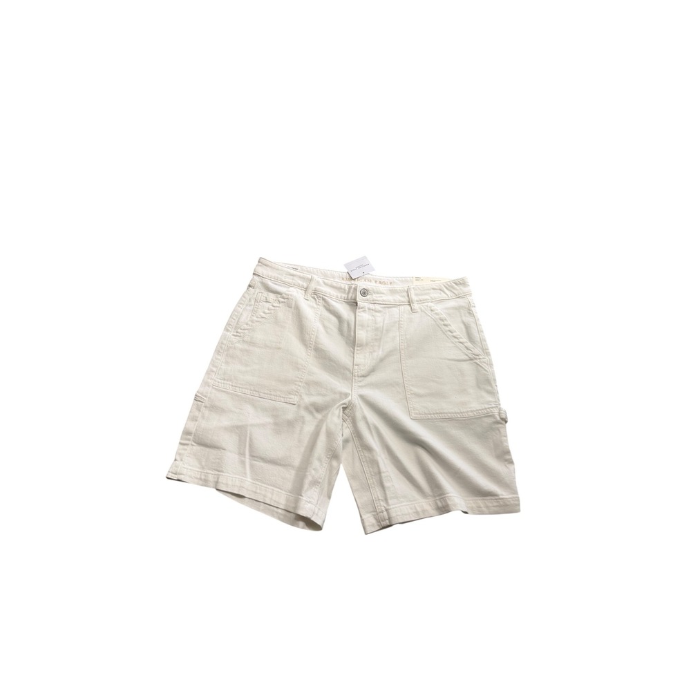 939.American Eagle Women's White Carpenter Jean Shorts Sz 16 Denim Casual Shorts